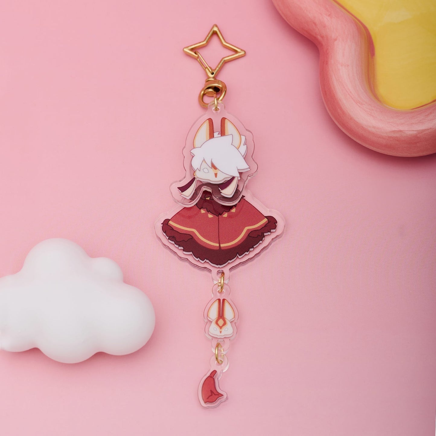 ゆらゆらアクリルキーホルダー - 来福の日々 兎マスク