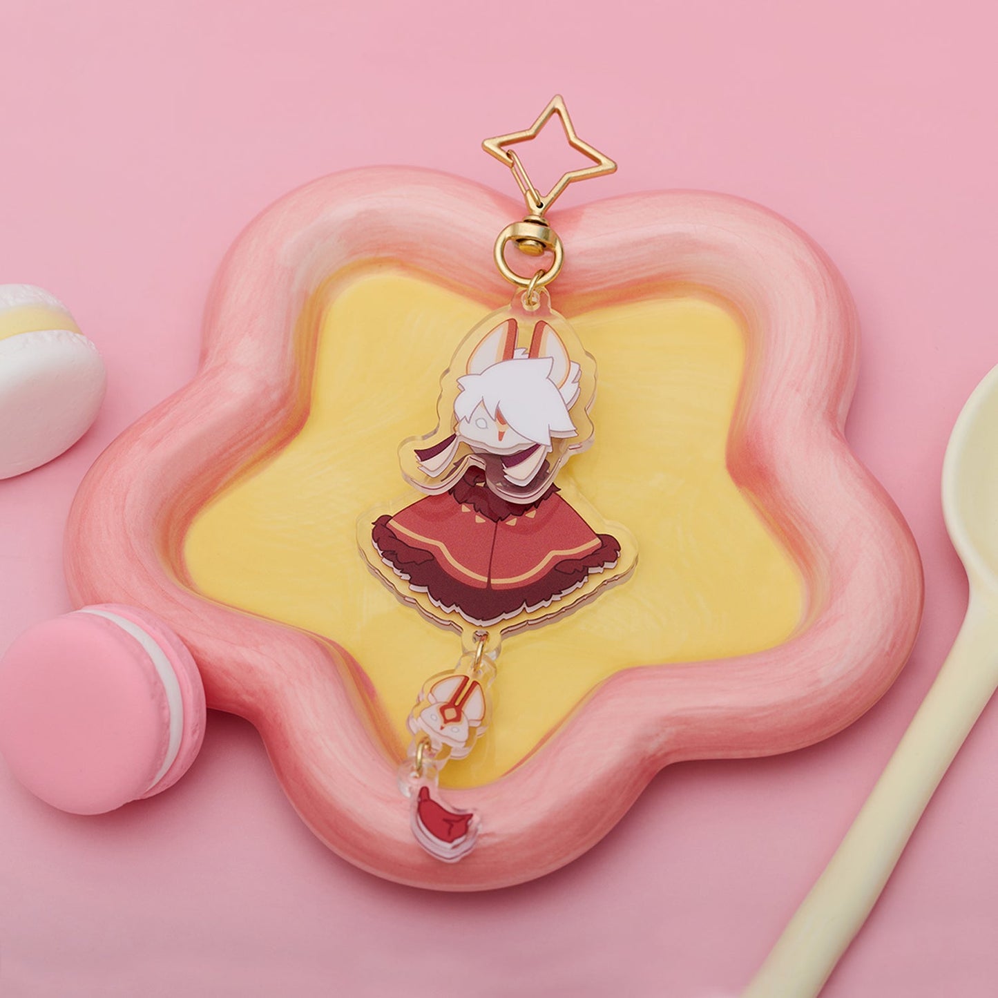 ゆらゆらアクリルキーホルダー - 来福の日々 兎マスク