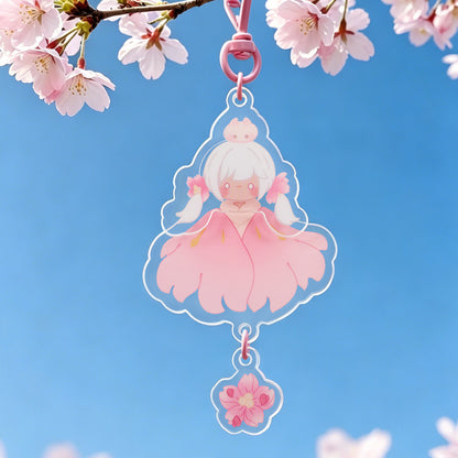 ゆらゆらアクリルキーホルダー - 花笑むピンク