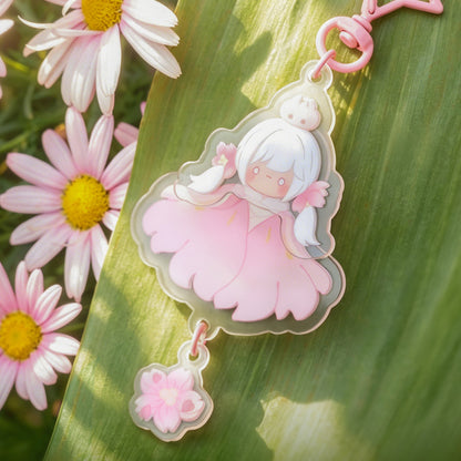 ゆらゆらアクリルキーホルダー - 花笑むピンク