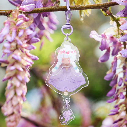 ゆらゆらアクリルキーホルダー - 花笑むパープル