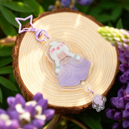 ゆらゆらアクリルキーホルダー - 花笑むパープル