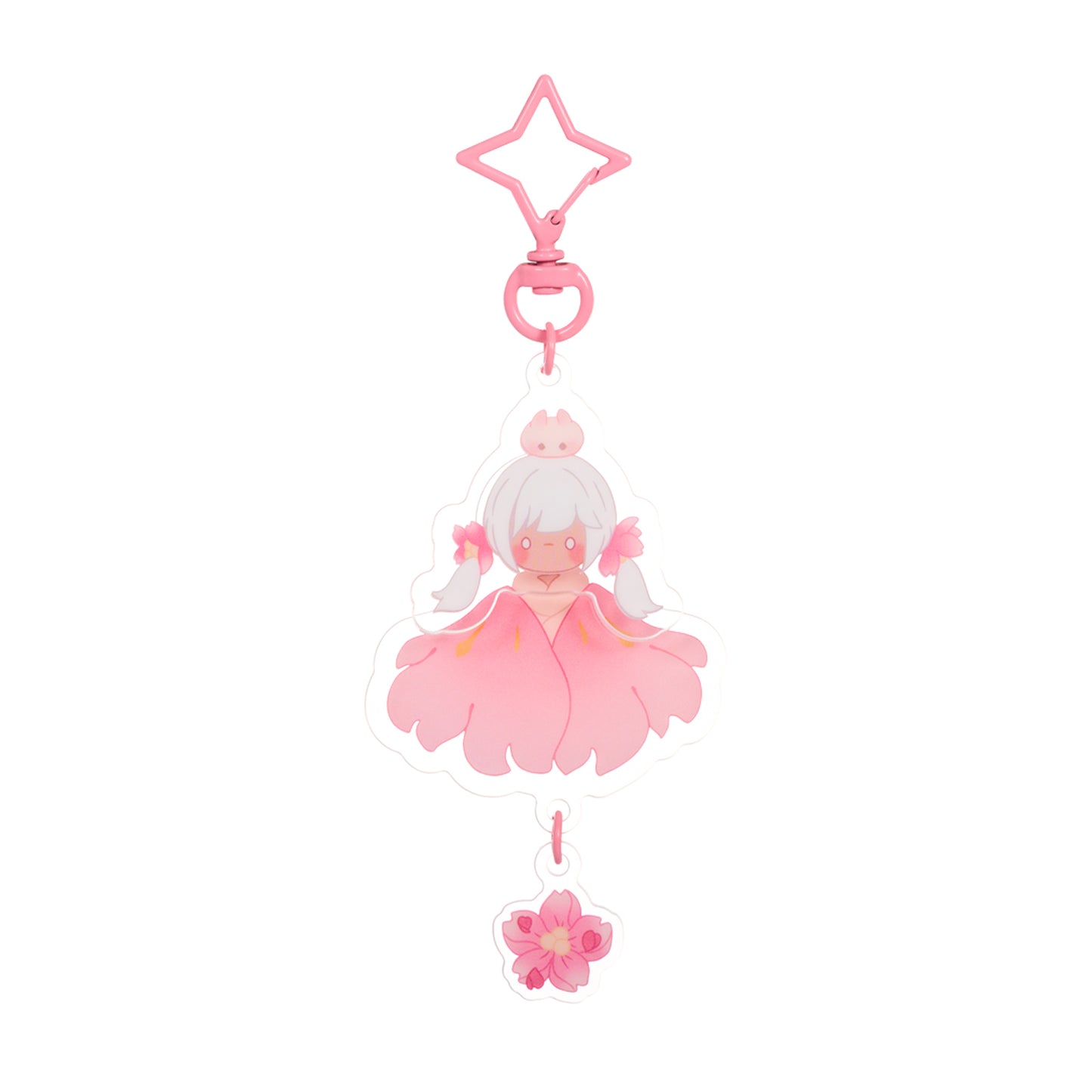 ゆらゆらアクリルキーホルダー - 花笑むピンク