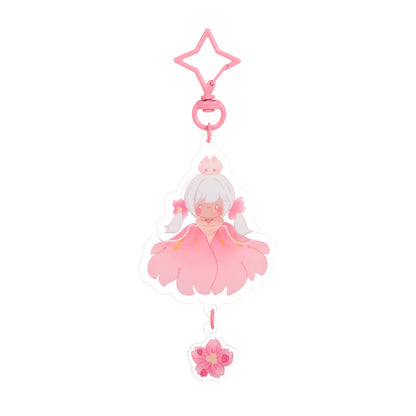 ゆらゆらアクリルキーホルダー - 花笑むピンク