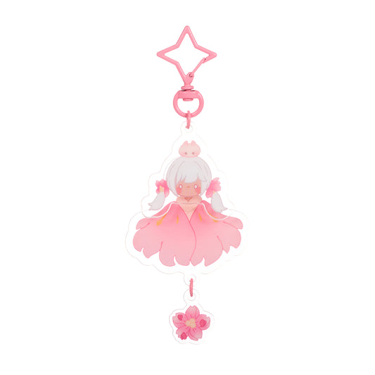 ゆらゆらアクリルキーホルダー - 花笑むピンク