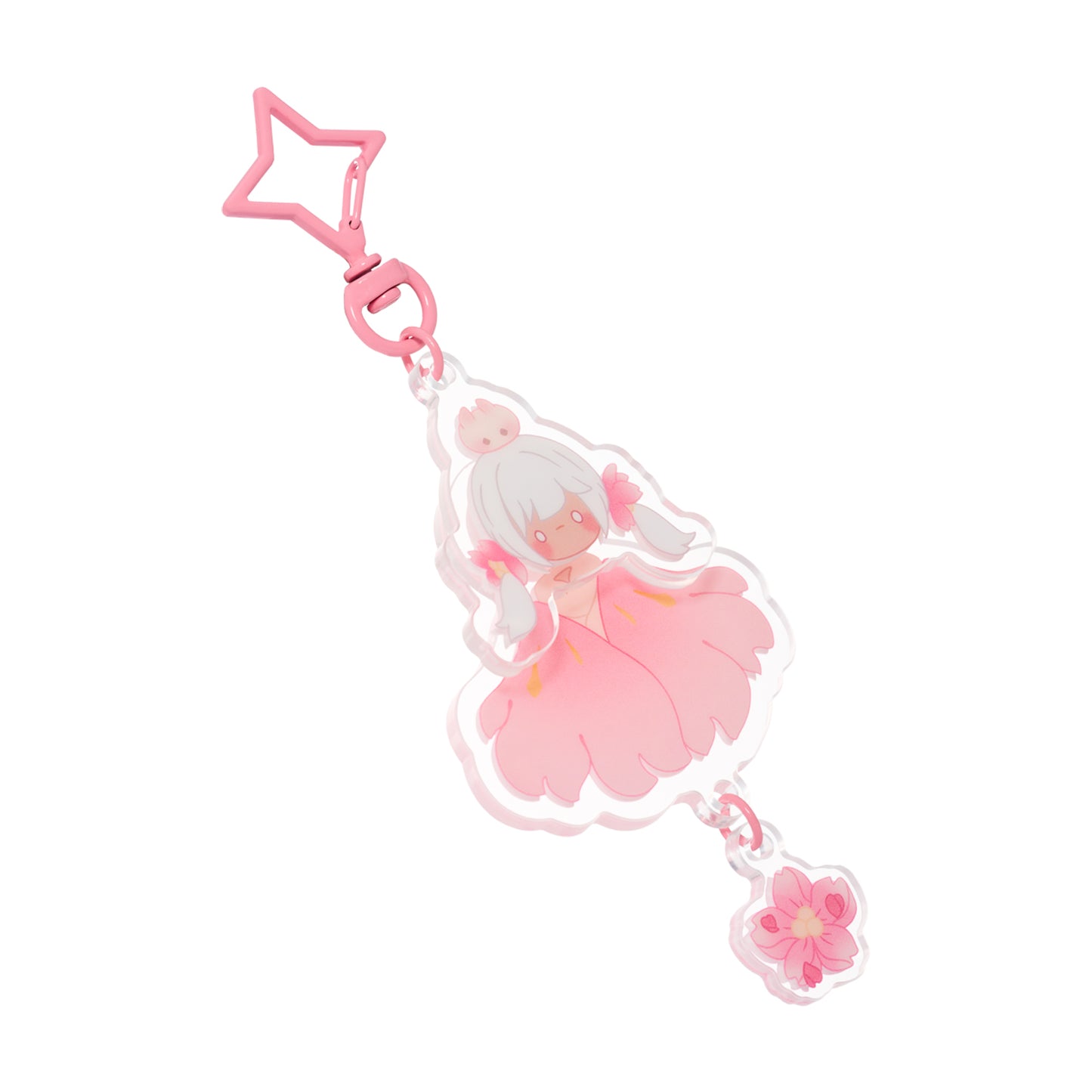 ゆらゆらアクリルキーホルダー - 花笑むピンク