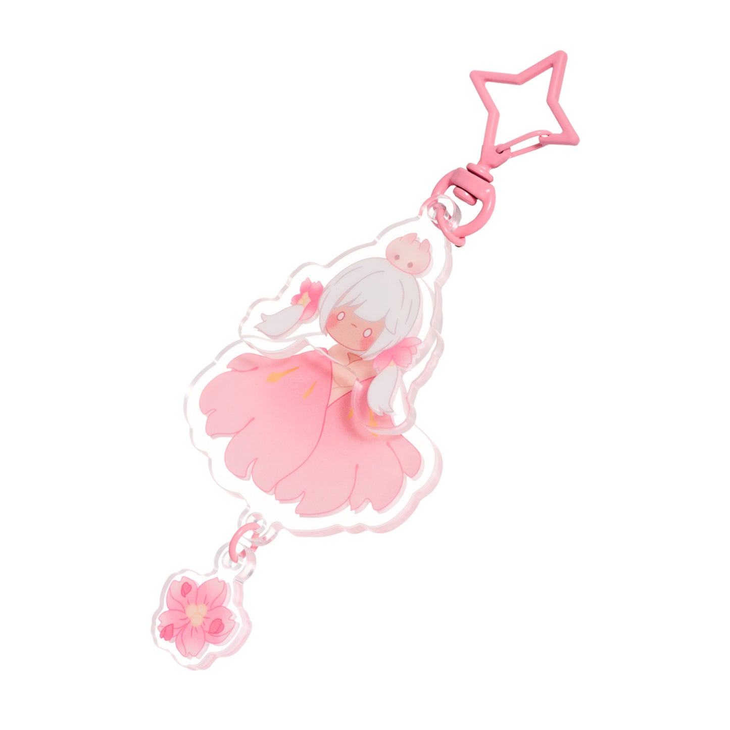 ゆらゆらアクリルキーホルダー - 花笑むピンク