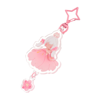 ゆらゆらアクリルキーホルダー - 花笑むピンク