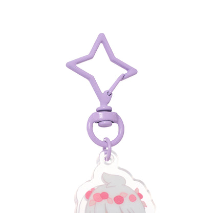 ゆらゆらアクリルキーホルダー - 花笑むパープル
