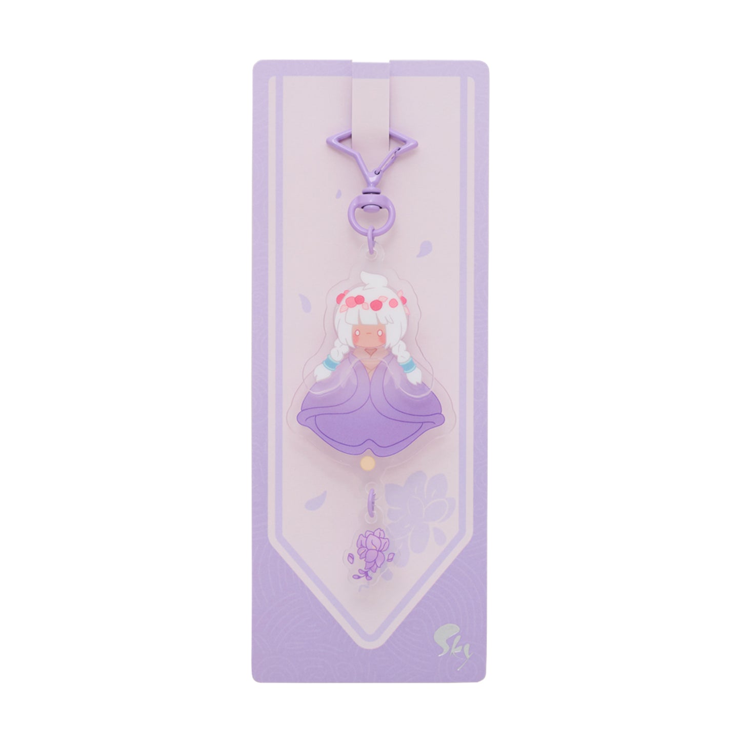 ゆらゆらアクリルキーホルダー - 花笑むパープル